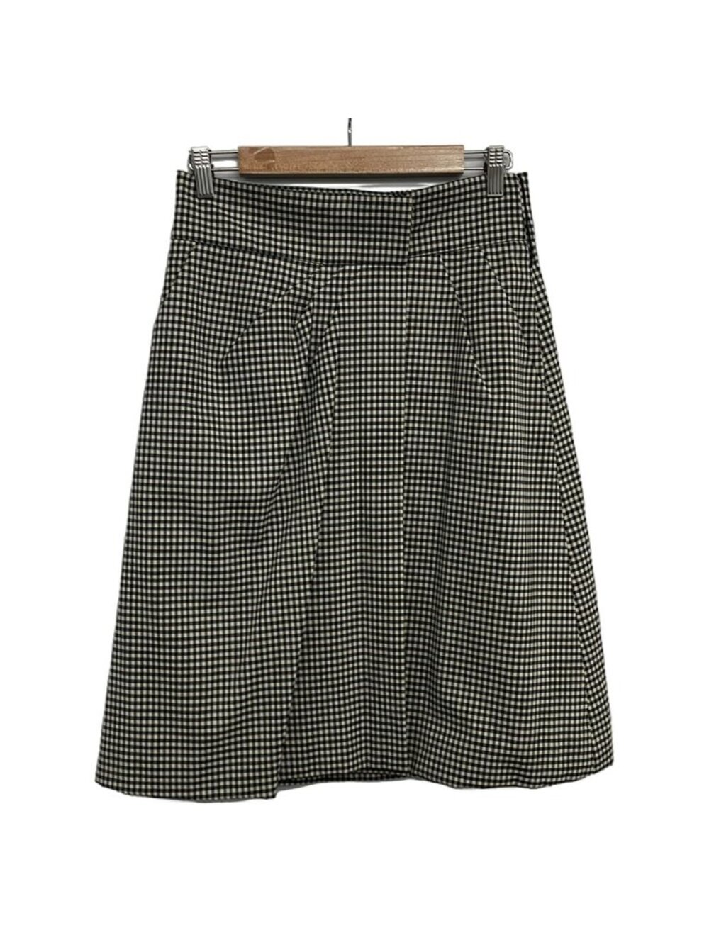 Gucci Roll Skirt M Ivory Black Knee Check Pattern 42